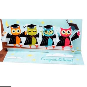 Panoramic GRADUATION Pop-Up Greeting Card  OWL KICK LINE
